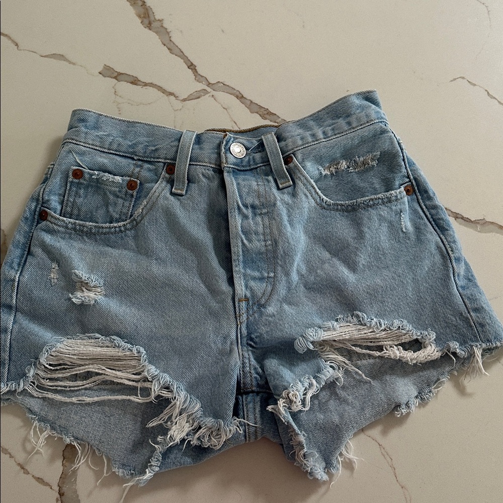 Levi's 501 Distressed Cut Off Jean Shorts Sz 24